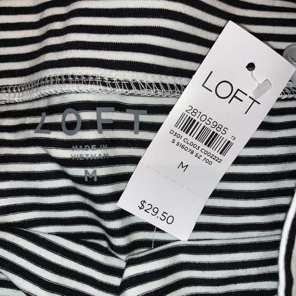 NWT LOFT Striped Elbow Sleeve Off Shoulder Tee - Picture 4 of 5